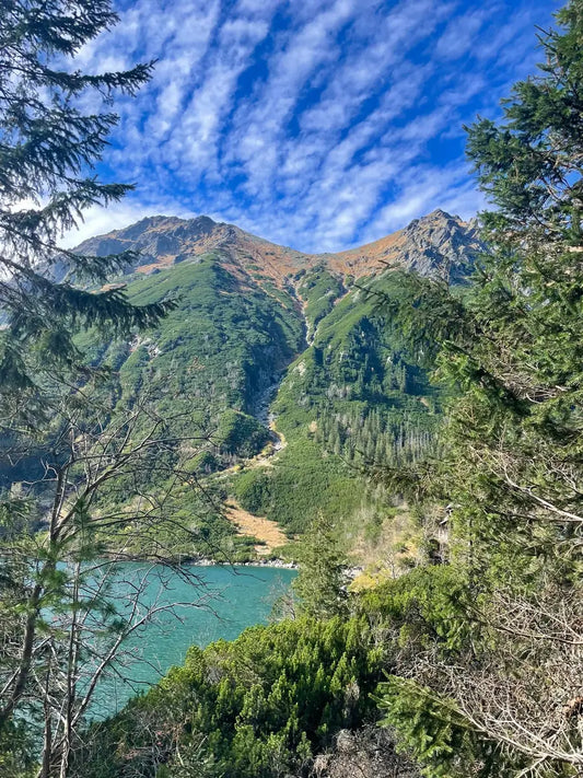 Morskie Oko ežeras ir Tatrų kalnai spalį