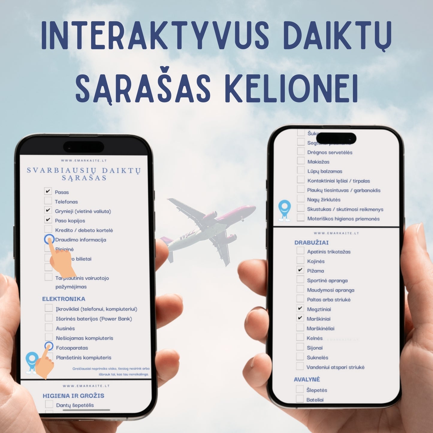 Interaktyvus daiktų sąrašas kelionei