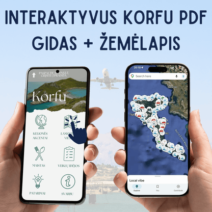 Interaktyvus Korfu PDF gidas ir žemėlapis
