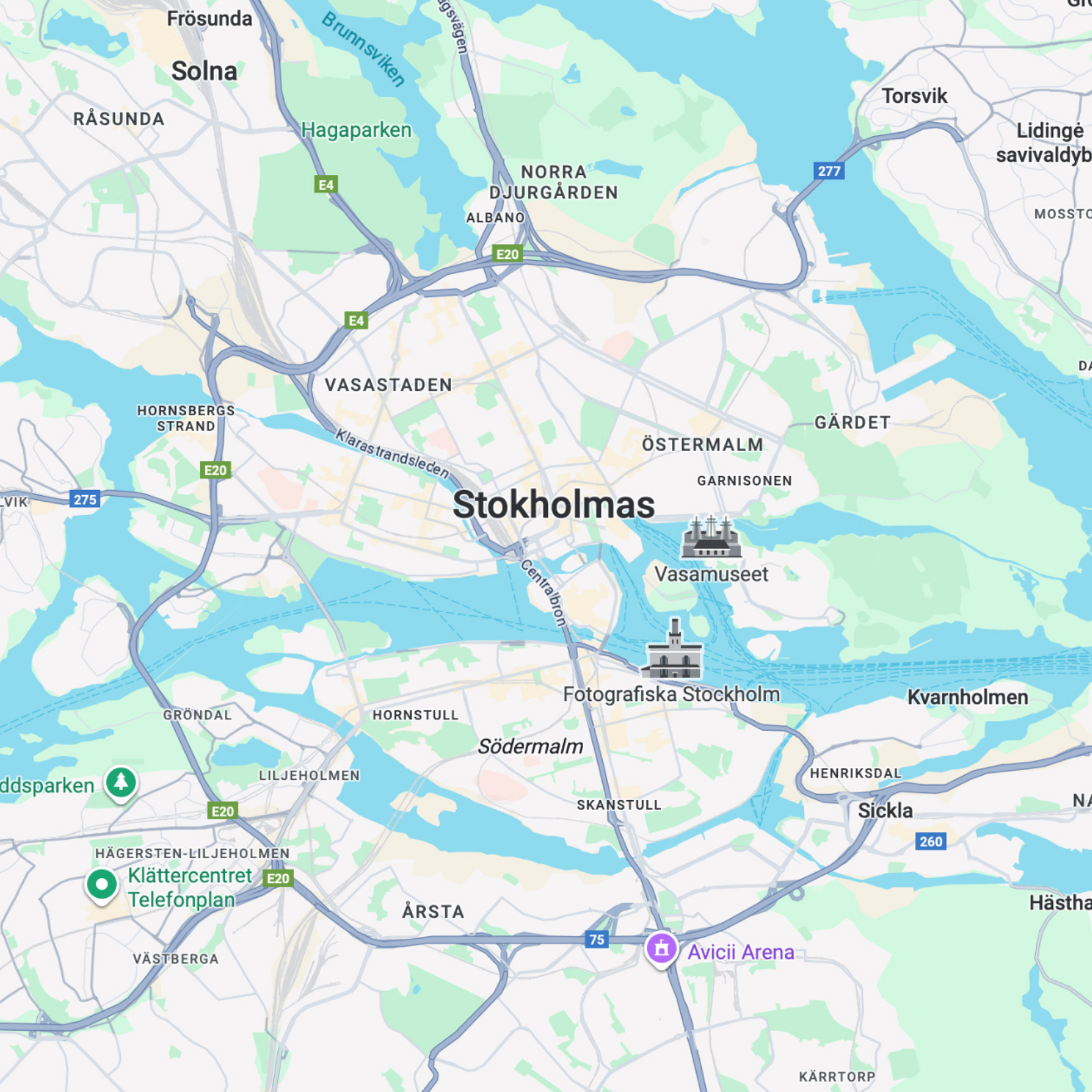 Stokholmo lankytinų vietų žemėlapis žemėlapis prieš
