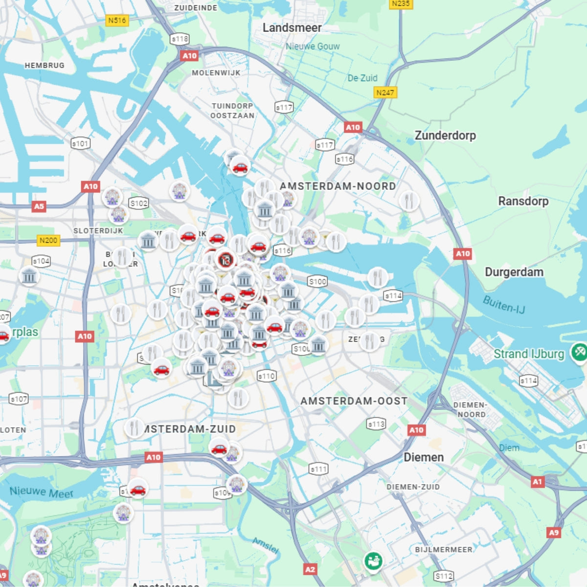 Amsterdamas lankytinos vietos žemėlapis preview