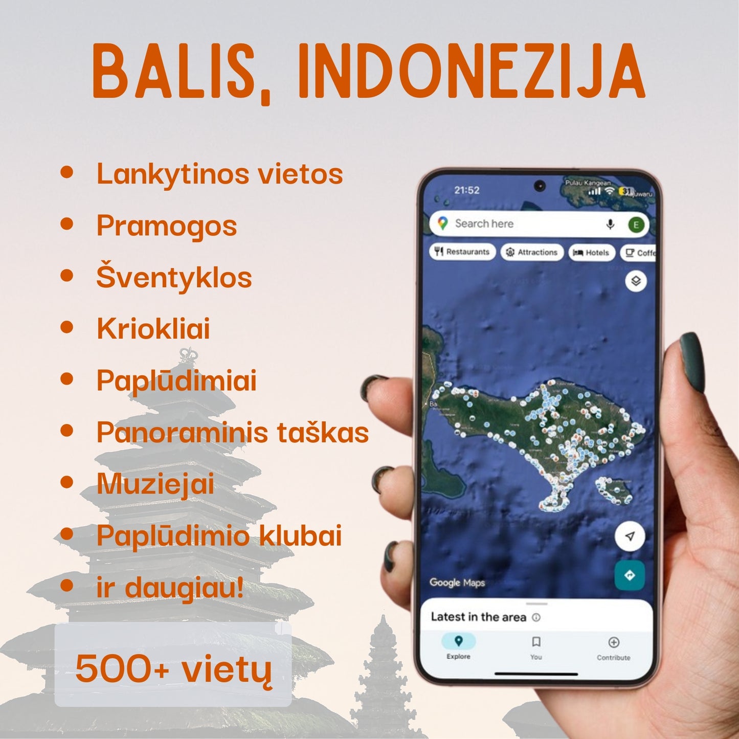 Balis lankytinos vietos žemėlapis