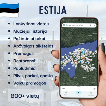 Estijos lankytinų vietų žemėlapis
