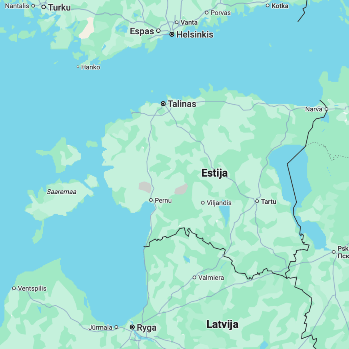 Estijos lankytinų vietų žemėlapis žemėlapis prieš