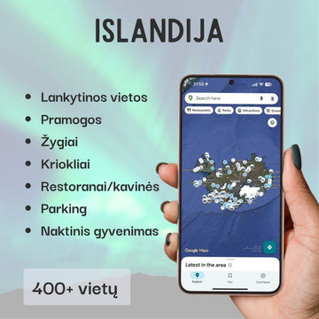 Islandija lankytinų vietų žemėlapis