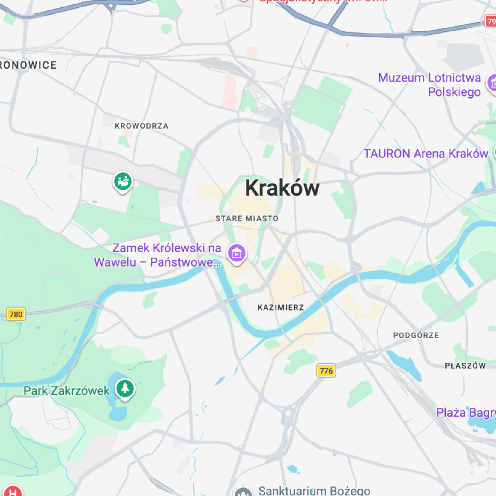 Krokuva lankytinų vietų žemėlapis žemėlapis prieš