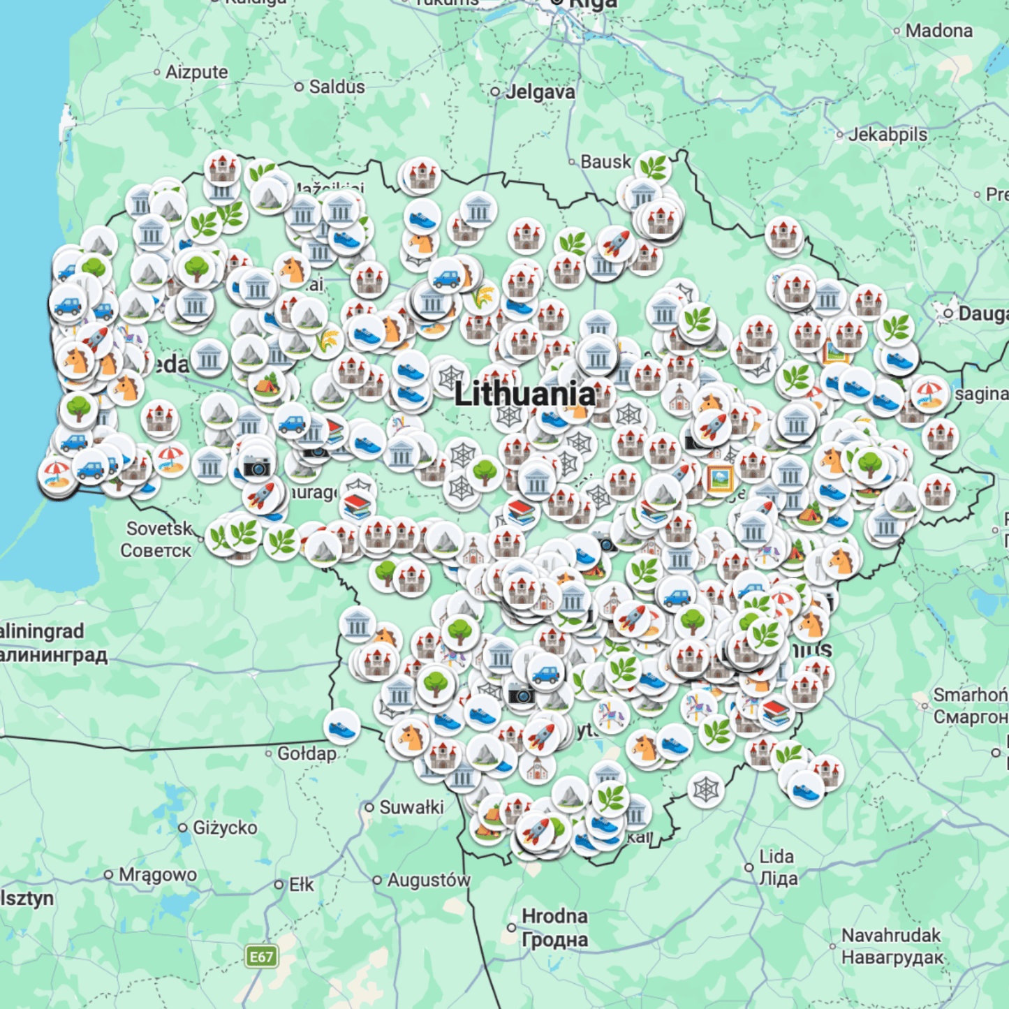 Lietuvos lankytinų vietų žemėlapis