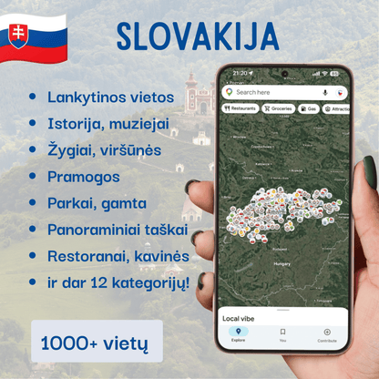 Slovakijos lankytinų vietų žemėlapis