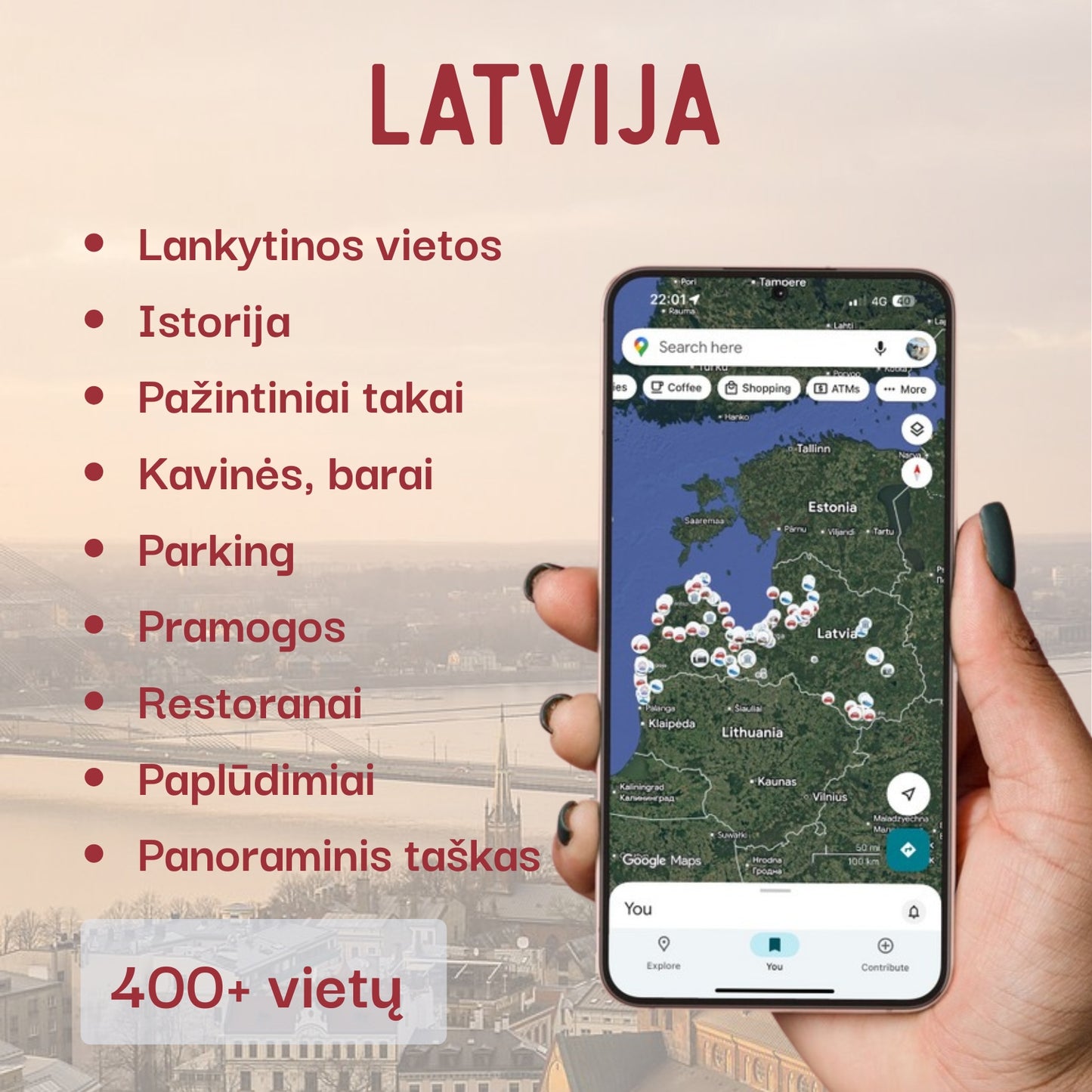 Latvijos lankytinos vietos žemėlapis
