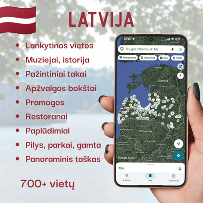 Latvijos lankytinų vietų žemėlapis