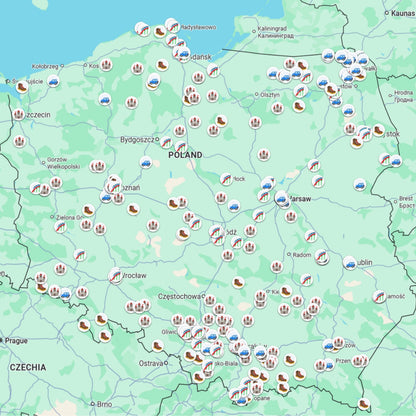 Lenkija lankytinos vietos žemėlapis