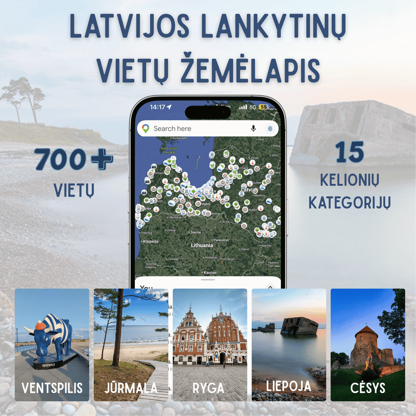 Latvijos lankytinų vietų žemėlapis