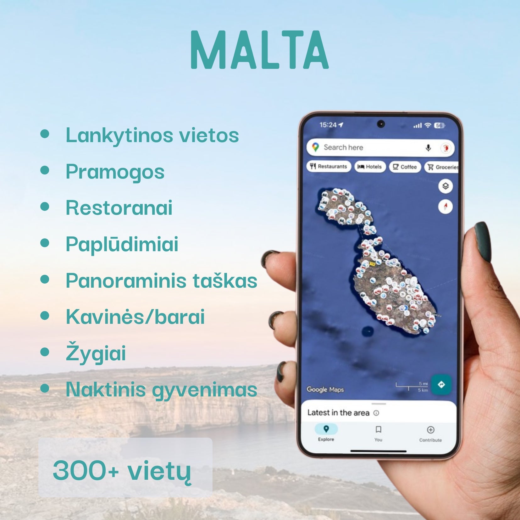Malta lankytinos vietos žemėlapis