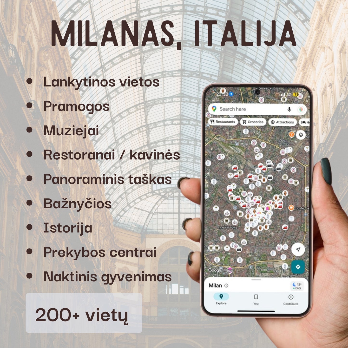 Milanas lankytinos vietos žemėlapis