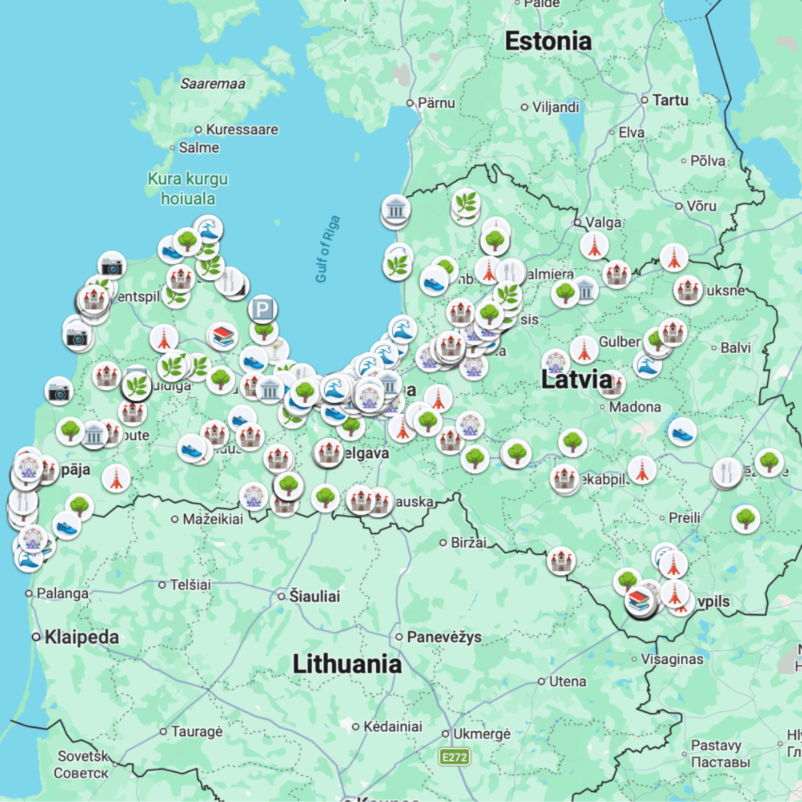 Latvijos lankytinų vietų žemėlapis žemėlapis po