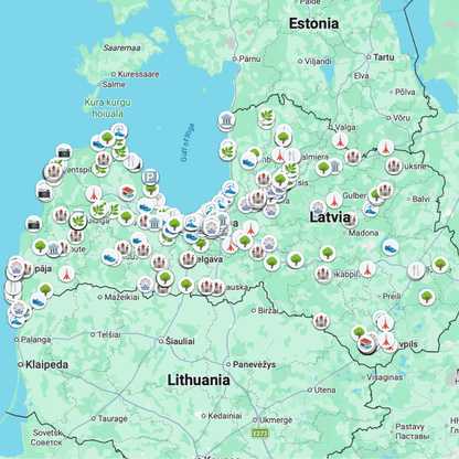 Latvijos lankytinų vietų žemėlapis