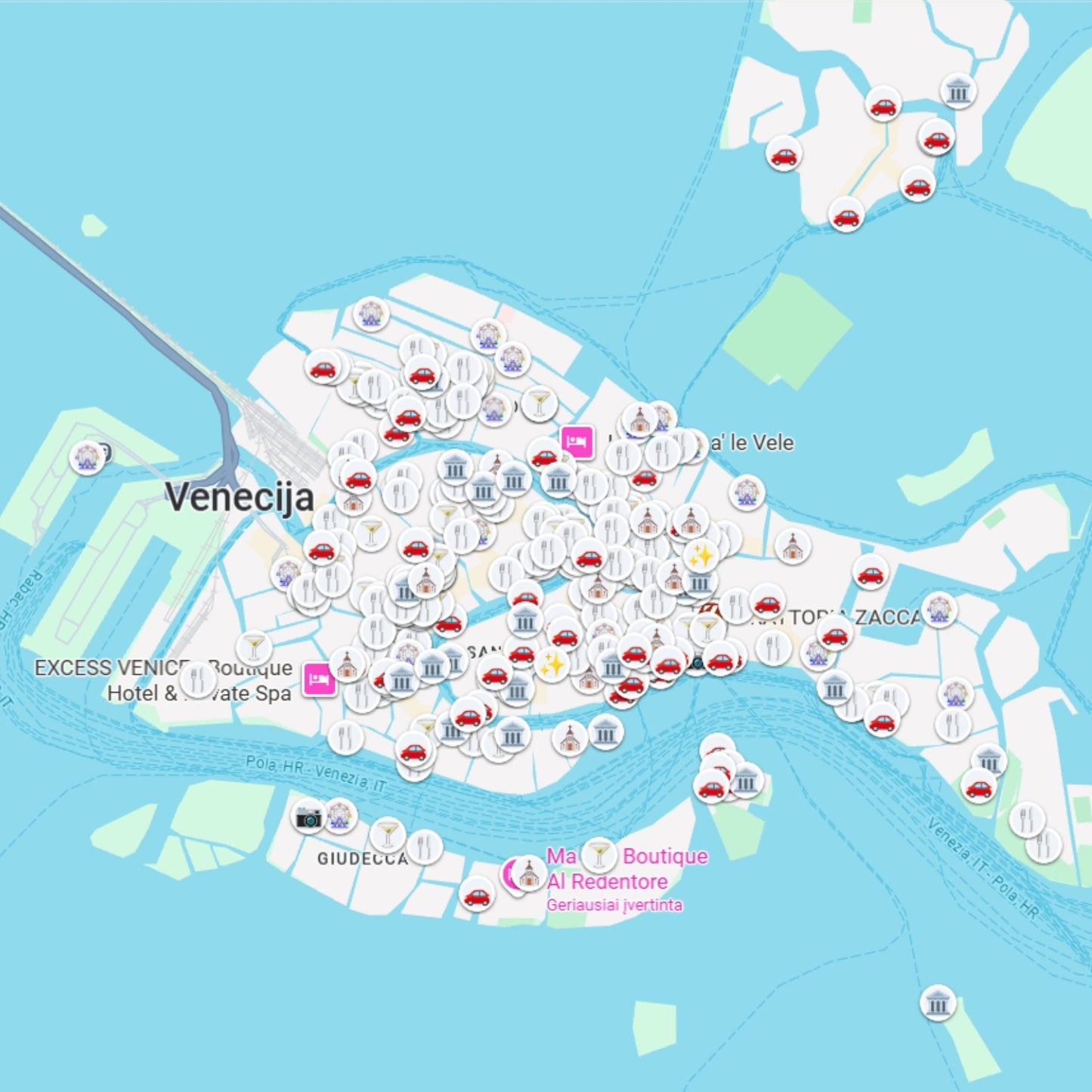 Venecija lankytinos vietos žemėlapis