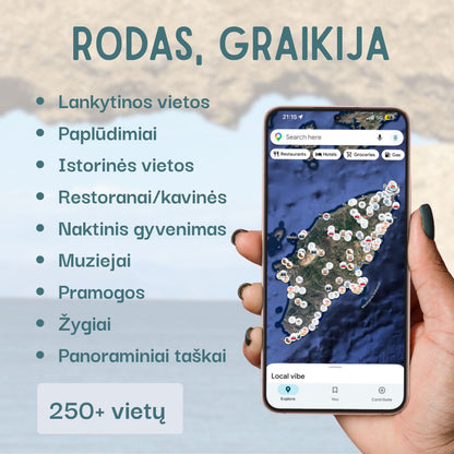 Rodas lankytinos vietos žemėlapis