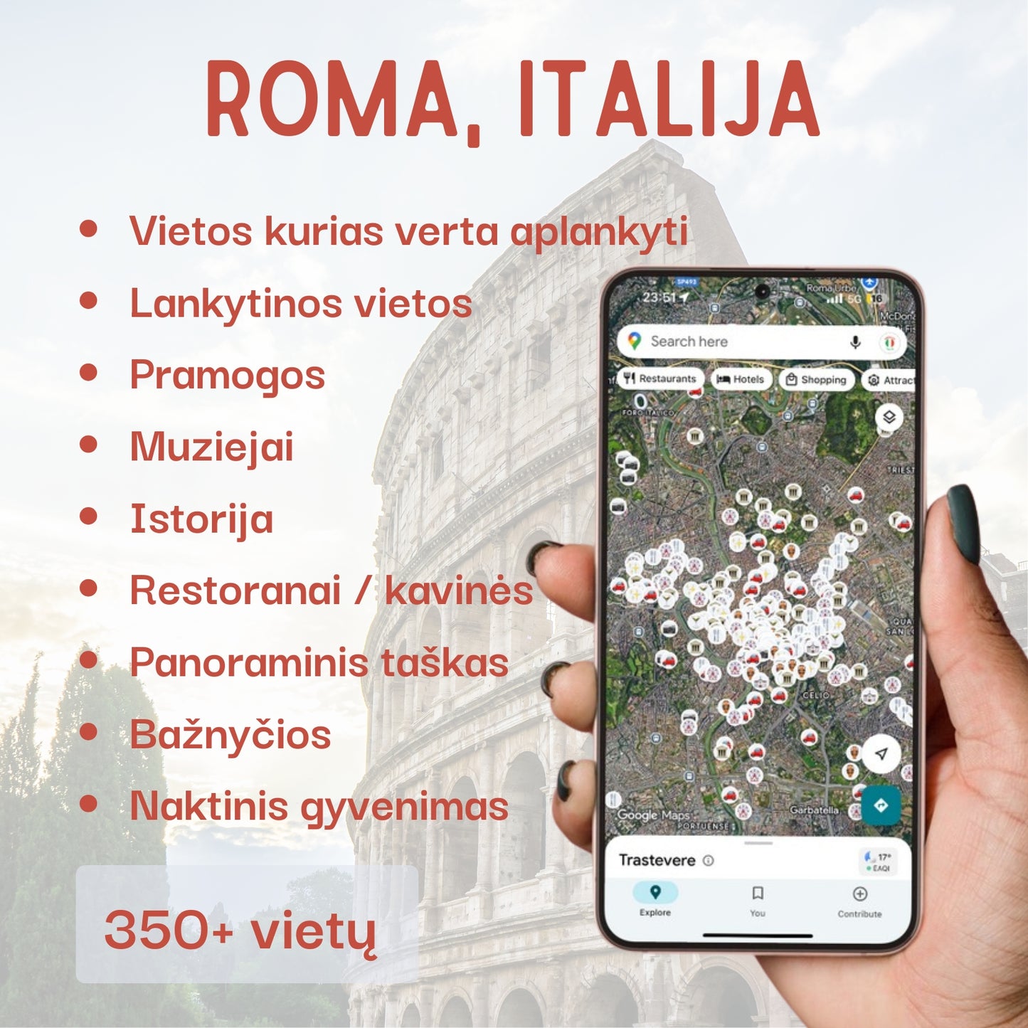 Roma lankytinos vietos žemėlapis