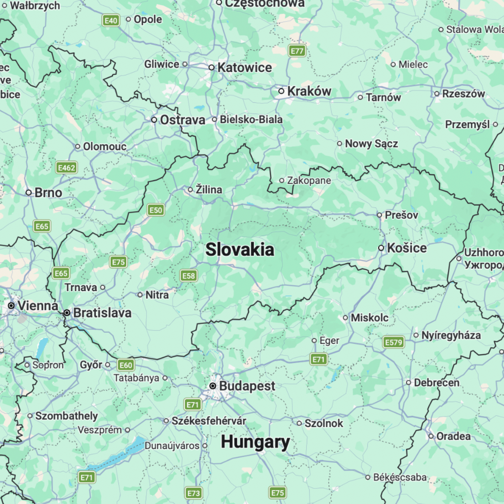 Slovakijos lankytinų vietų žemėlapis žemėlapis prieš