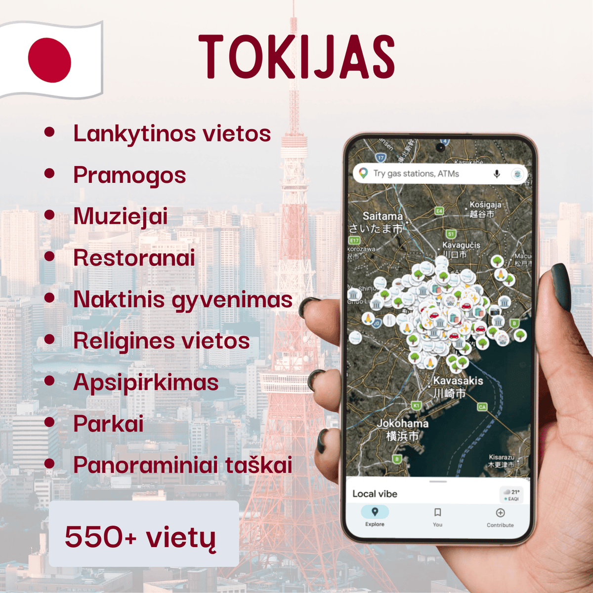Tokijo lankytinų vietų žemėlapis