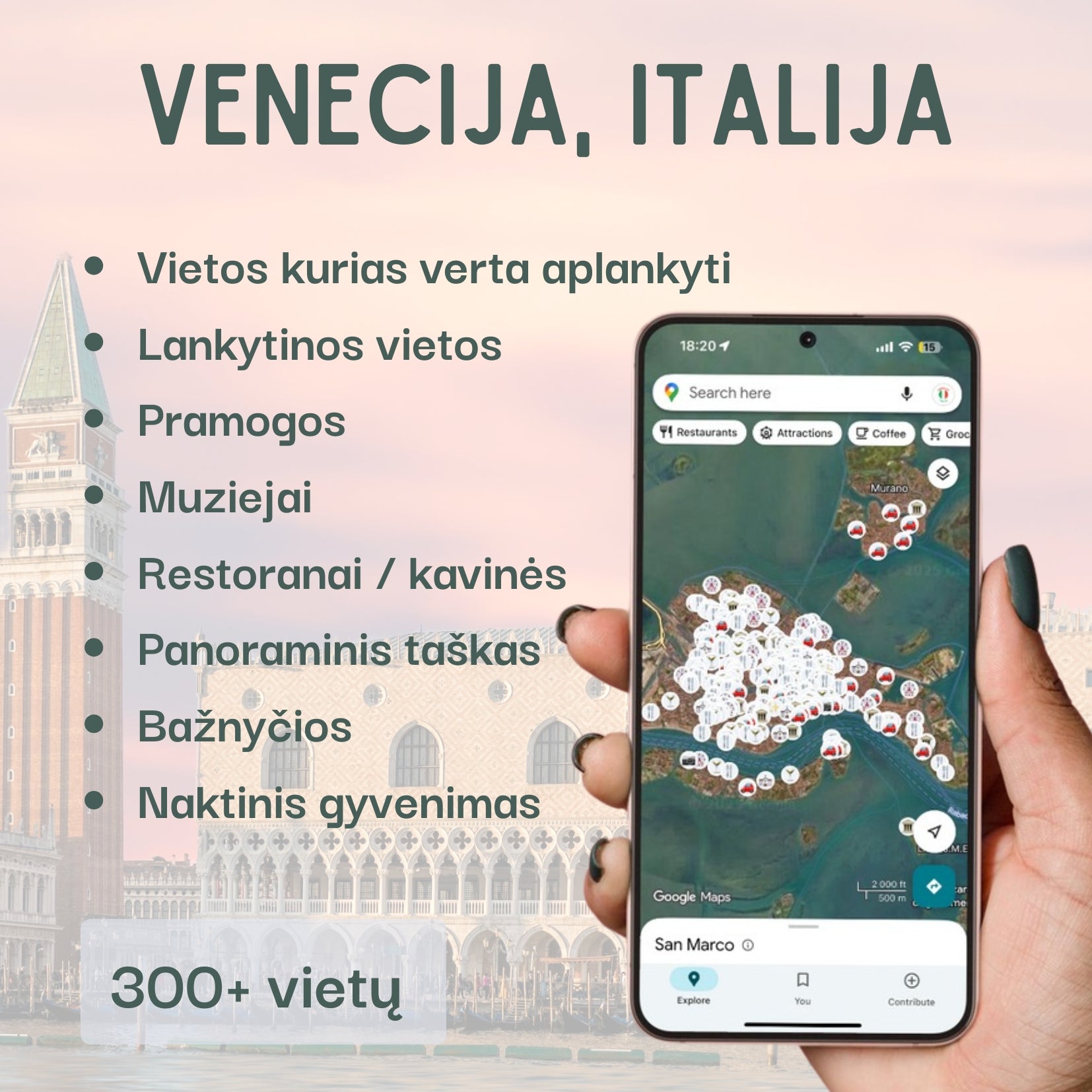 Venecija lankytinos vietos žemėlapis