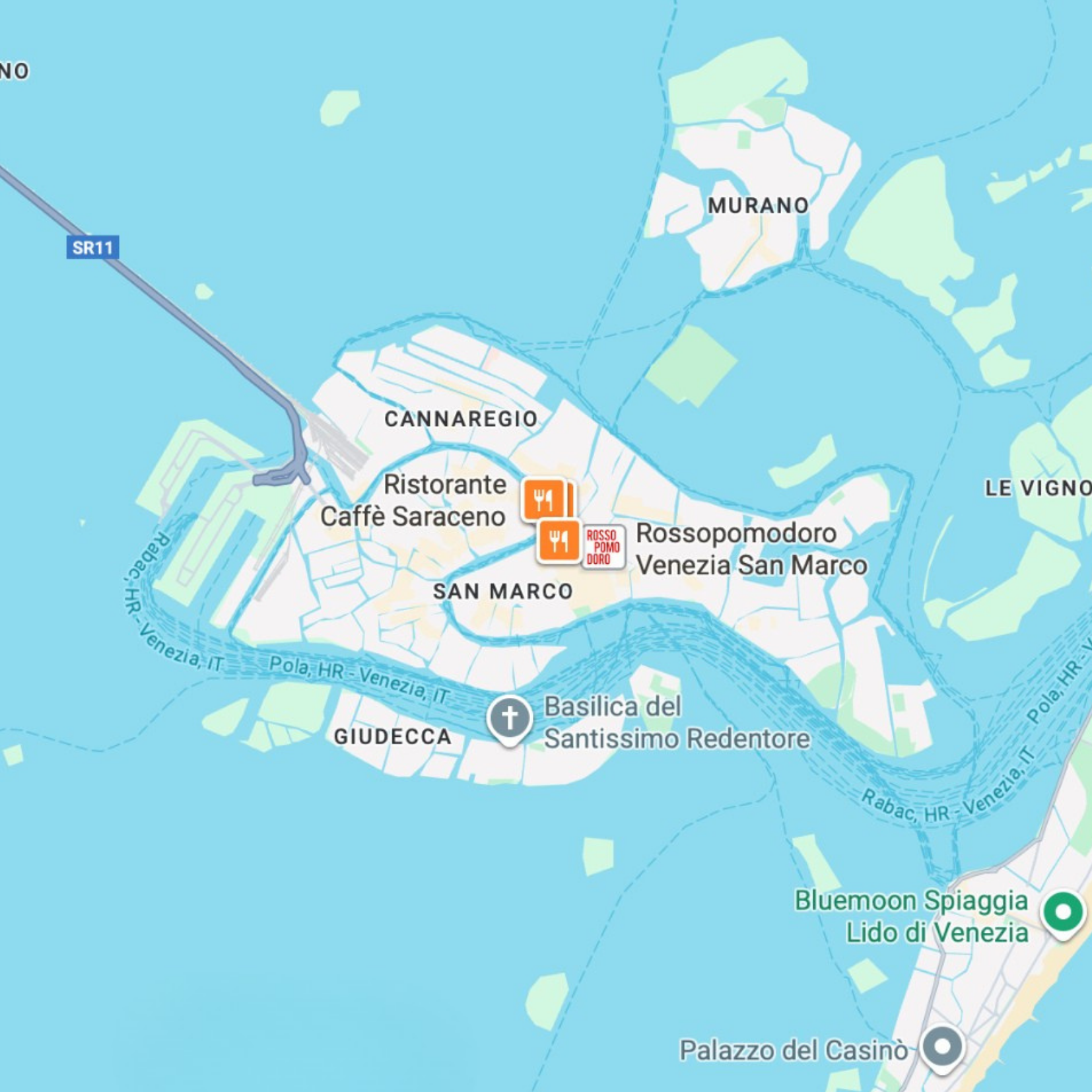 Venecijos lankytinų vietų žemėlapis žemėlapis prieš