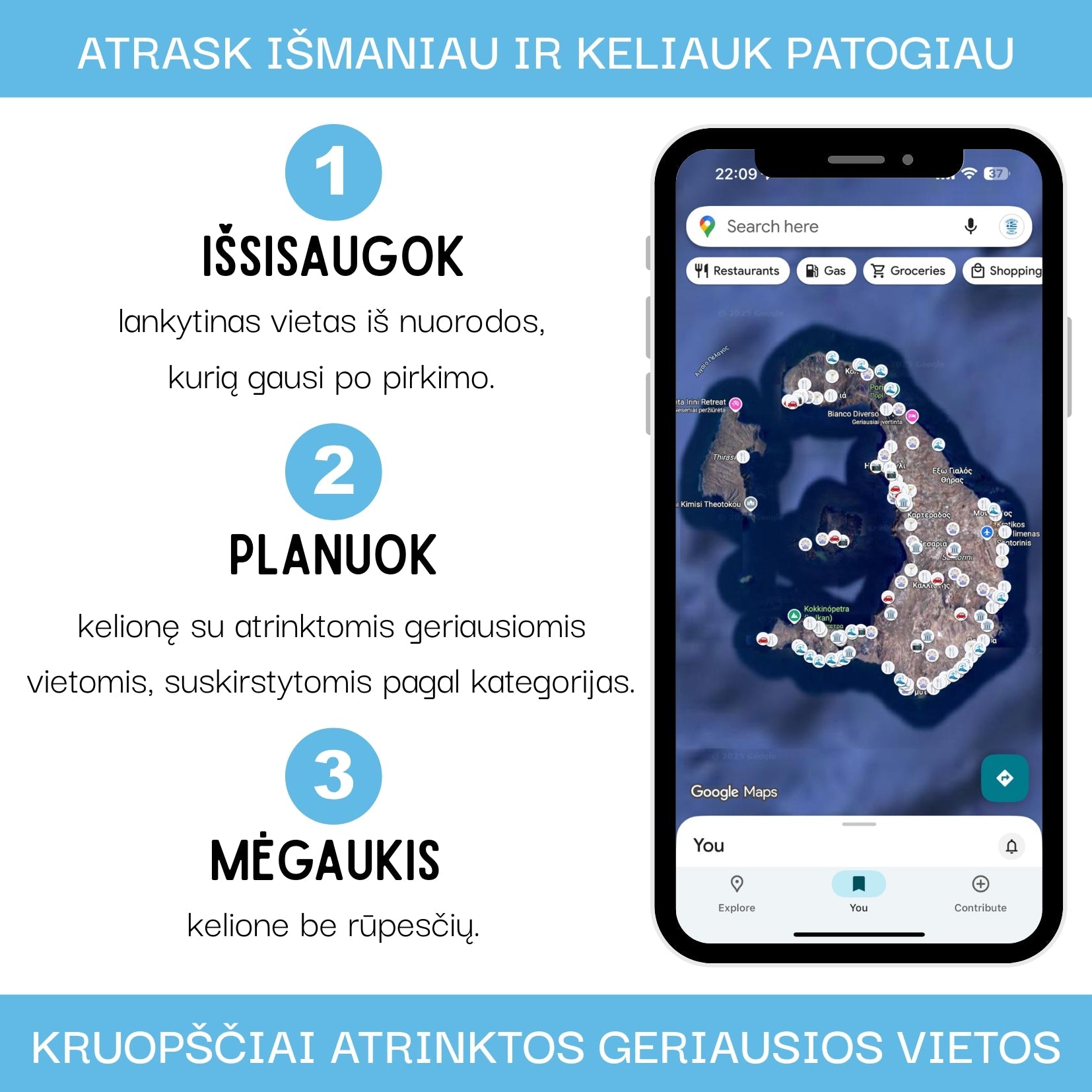 Santorini Tourist Map - Maps by Ema