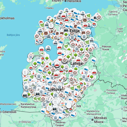 Baltijos šalių lankytinų vietų žemėlapis
