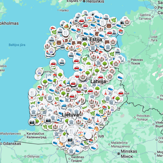 Lietuvos, Latvijos ir Estijos lankytinų vietų žemėlapio peržiūra