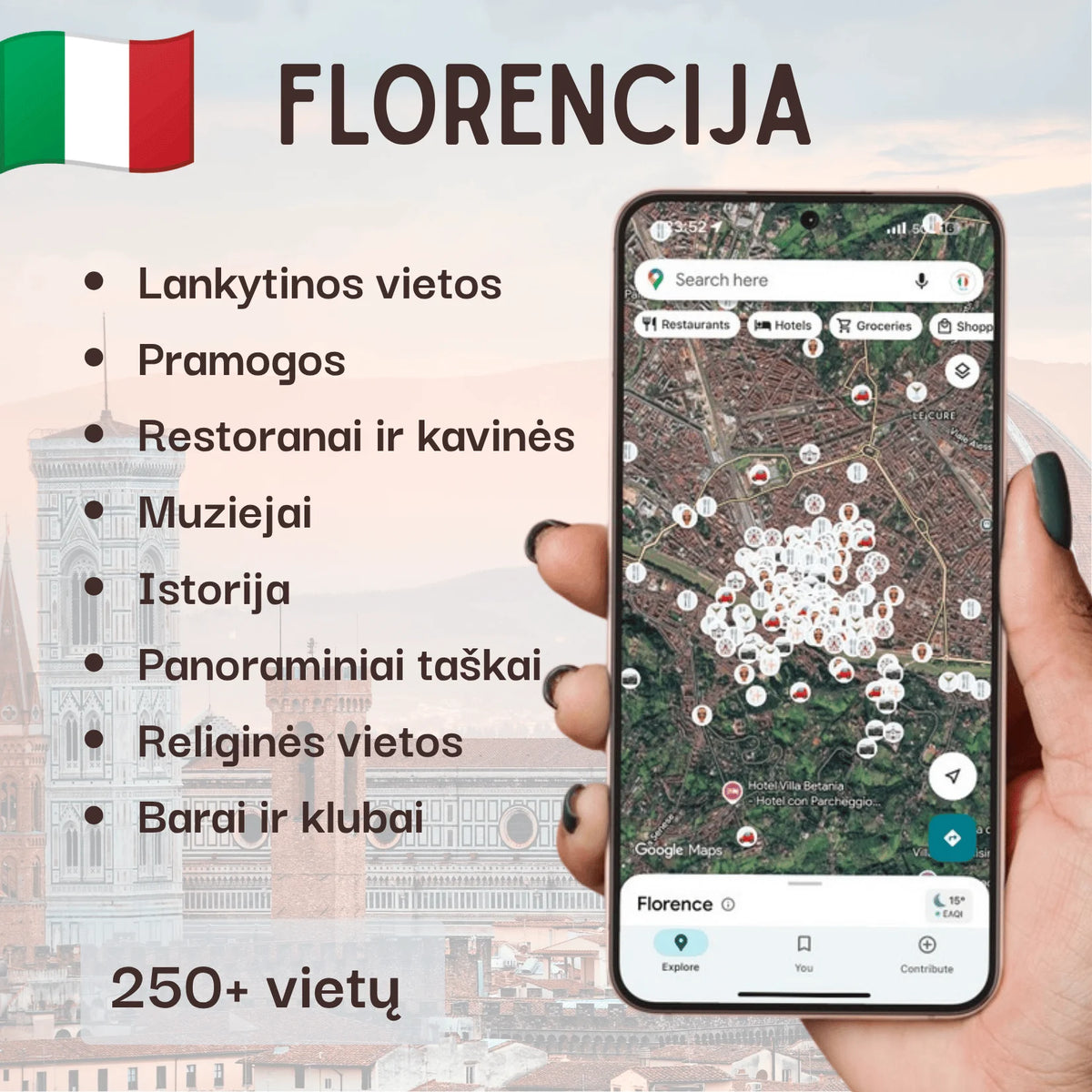 Florencijos lankytinų vietų žemėlapis – produkto viršelis