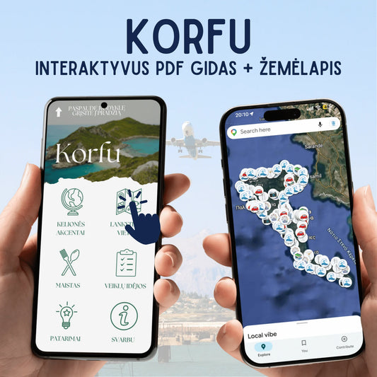 Interaktyvus Korfu PDF gidas ir žemėlapis – produkto viršelis