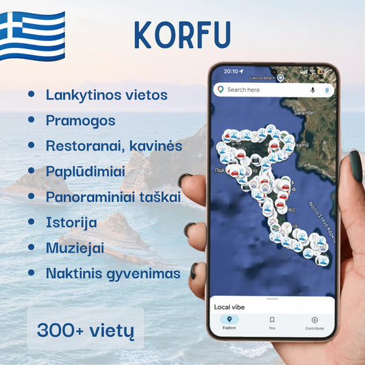 Korfu lankytinų vietų žemėlapis – produkto viršelis
