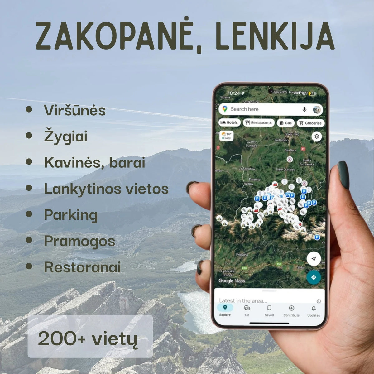 Zakopanės lankytinų vietų žemėlapis Lenkijos rinkinyje
