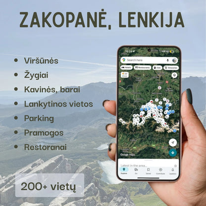 Zakopanės lankytinų vietų žemėlapis Lenkijos rinkinyje