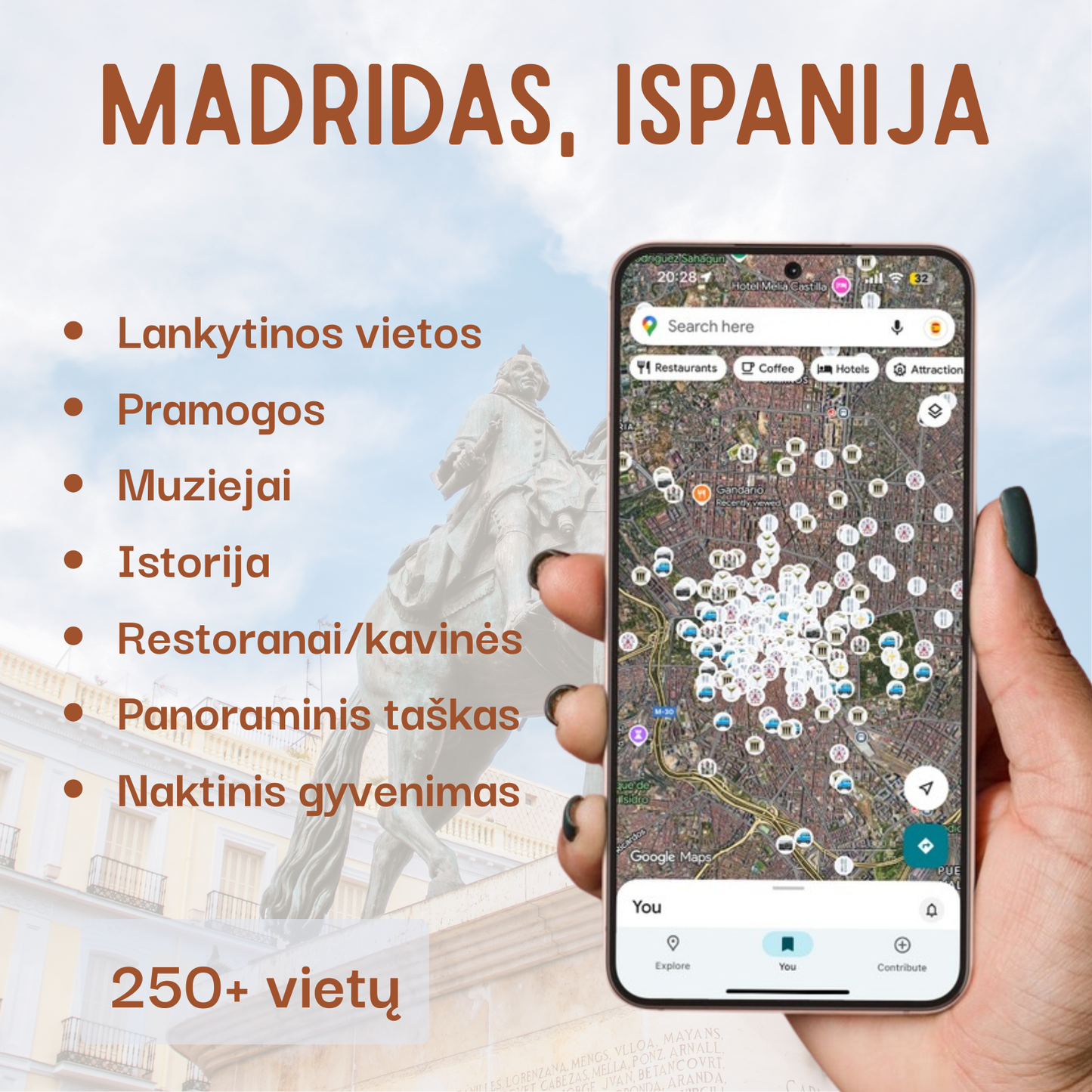 Madridas lankytinos vietos žemėlapis