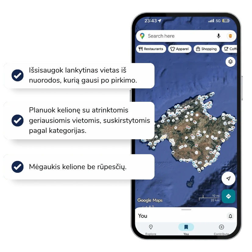 Maljorkos žemėlapio informacinė iliustracija