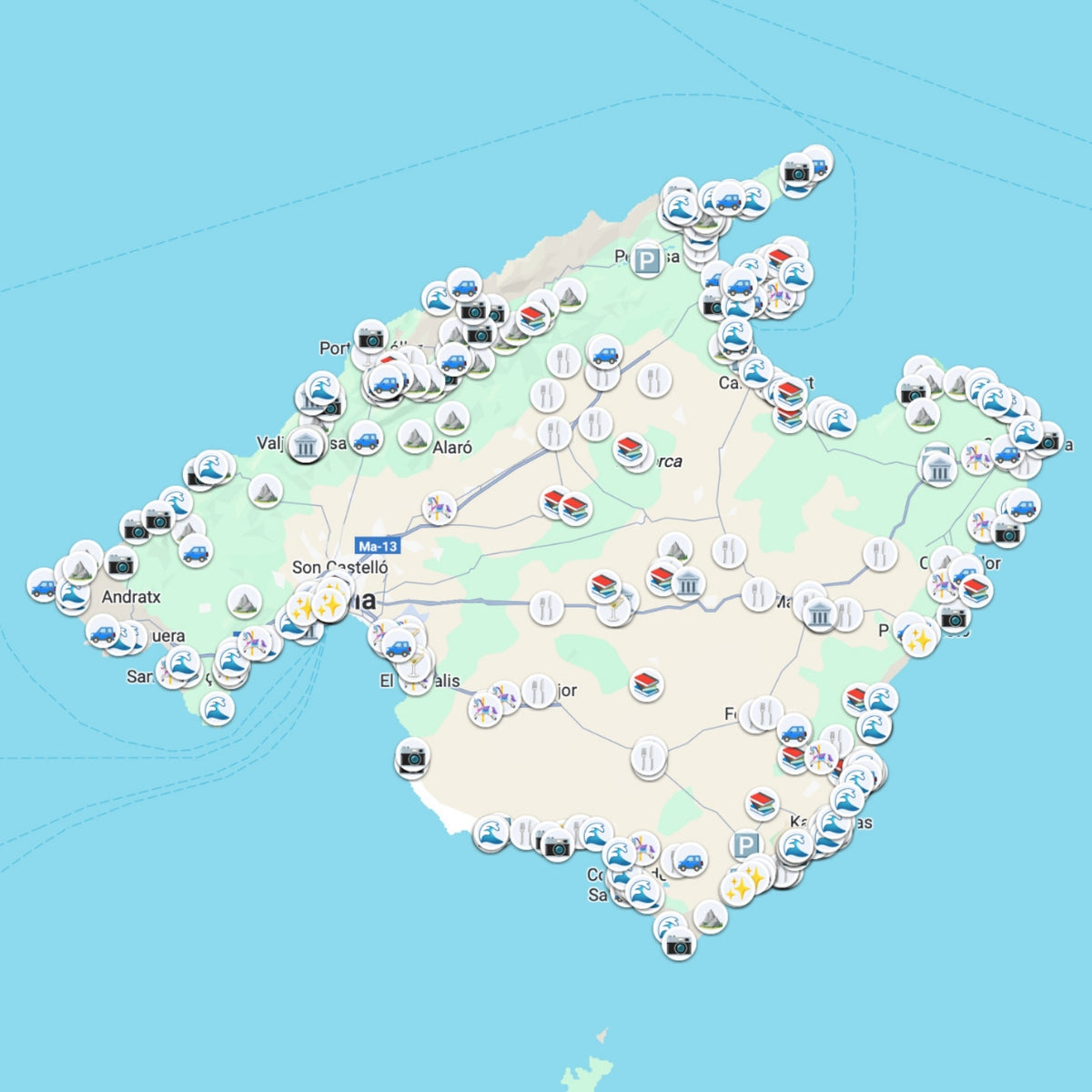 Maljorka lankytinos vietos žemėlapis preview