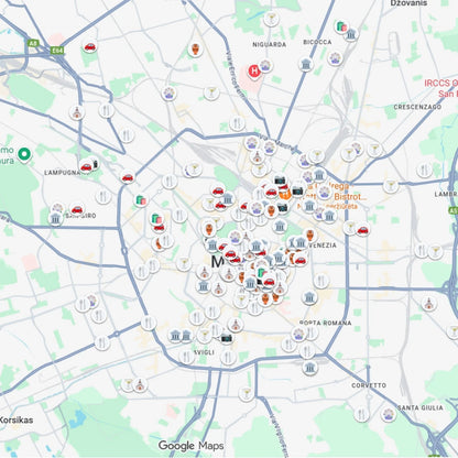 Milano lankytinų vietų Google Maps žemėlapio peržiūra