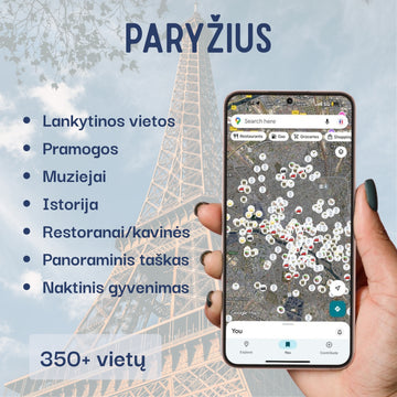 Paryžius lankytinos vietos žemėlapis