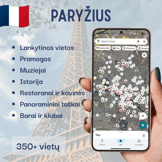 Paryžiaus lankytinų vietų žemėlapis – produkto viršelis