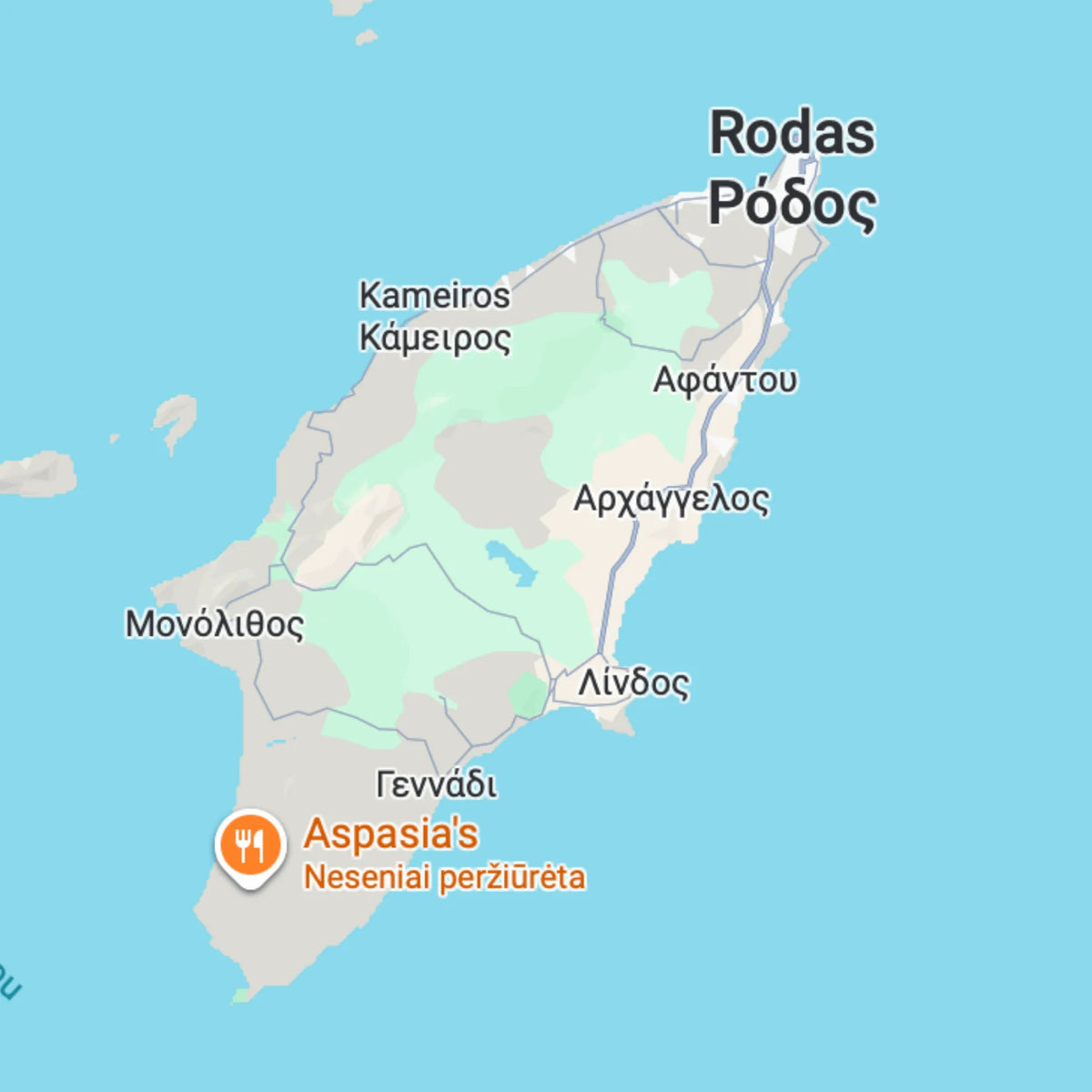 Rodo lankytinų vietų žemėlapis žemėlapis prieš