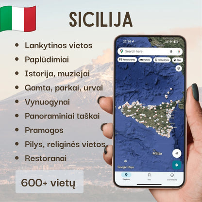 Sicilijos lankytinų vietų žemėlapis – produkto viršelis
