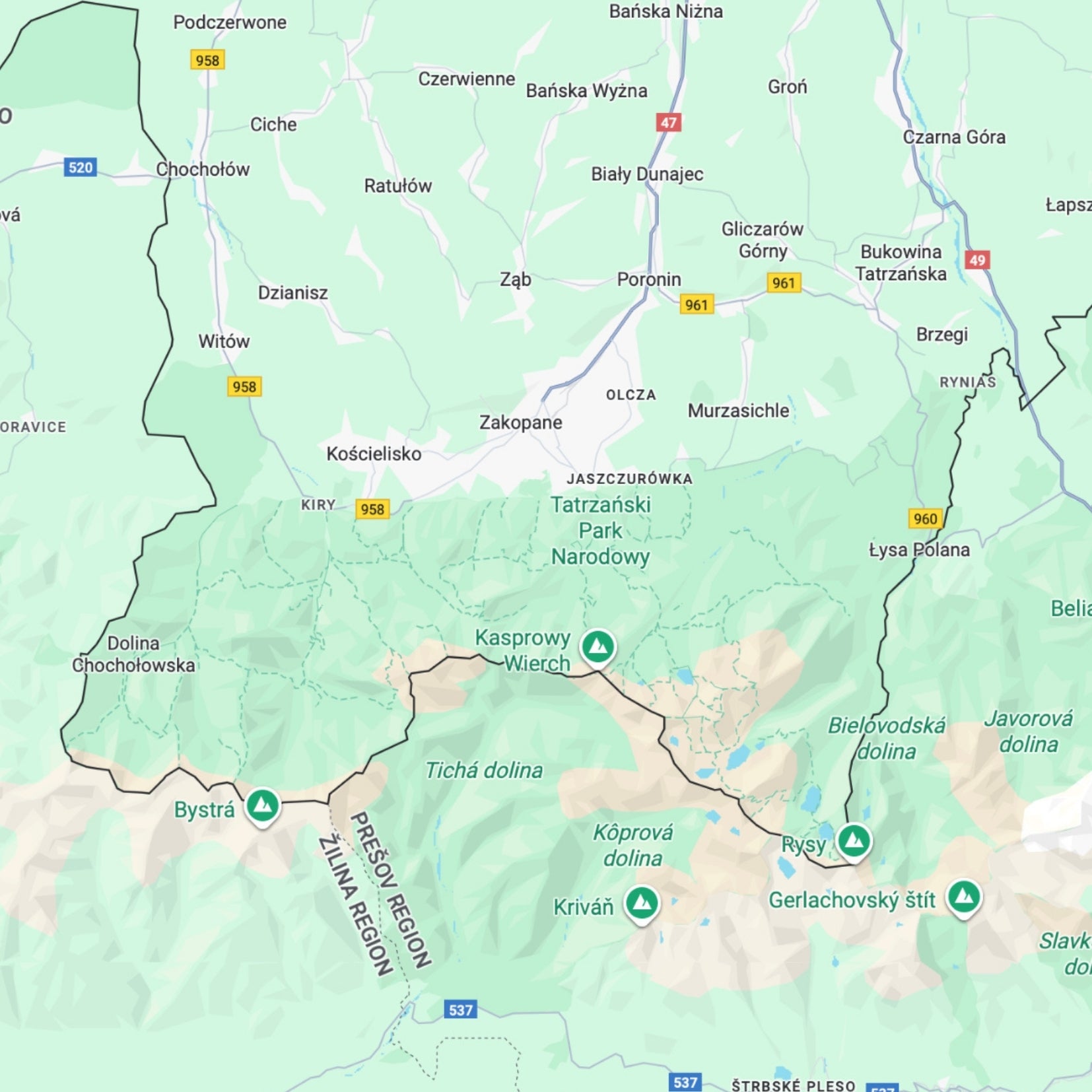 Interaktyvus Zakopanės PDF gidas ir žemėlapis žemėlapis prieš